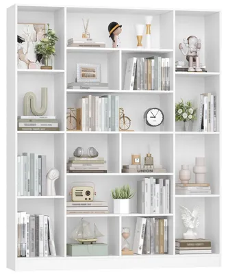 Immagine prodotto di Scaffale a parete con 17 scomparti, dimensioni 150 x 190,4 cm, colore bianco | Libreria/scaffale portaoggetti