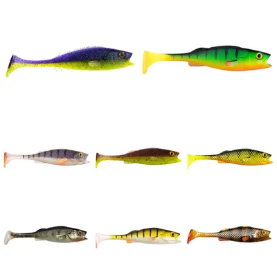 Zdjęcie produktu dla LMAB Köfi Perch Shad Big Bait – przynęta gumowa, kolor: Green Pumpkin Chartreuse, długość: 23,0 cm