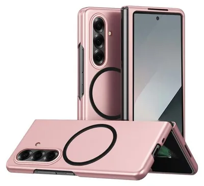 Image de Coque pour Samsung Galaxy Z Fold 7, Protection Antichoc Rigide avec Cercle Magnétique - Rose