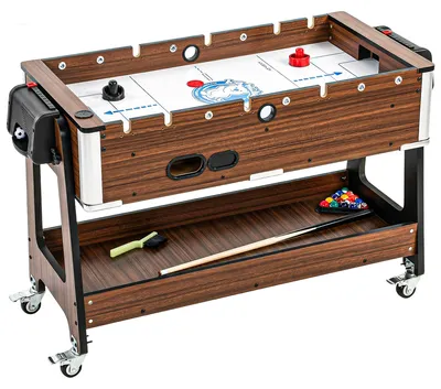 Produktbild von 3-in-1 Multi Spieltisch drehbar Multifunktionstisch mit Billardtisch Tischfußball Airhockey Ablagefach