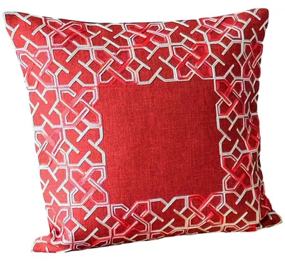Produktbild von Kissen-Bezug Kurbel-Stickerei rot silber 40x40 cm