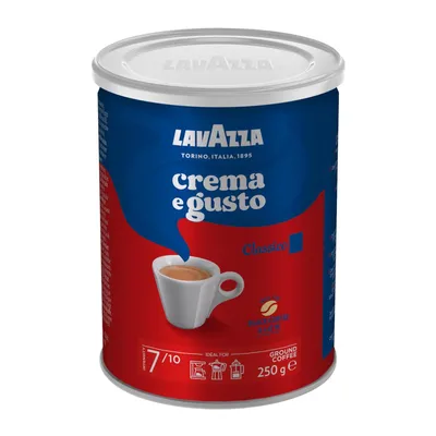 A can of Lavazza Crema e Gusto ground coffee.