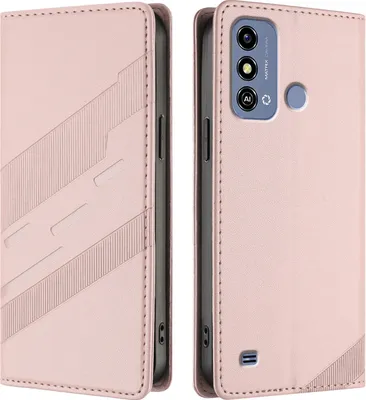 Produktbild von Hülle für ZTE Blade A53 5G, Kunstleder Brieftaschen Handyhülle mit Kartenfach und Standfunktion Pink