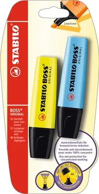 Produktbild von Textmarker - STABILO BOSS ORIGINAL - 2er Pack - gelb, blau