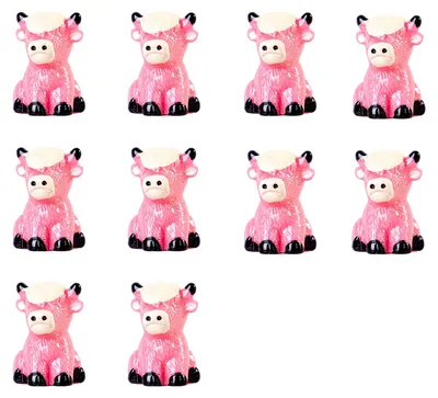 Produktbild von 10 Mini-Hochlandrinderfiguren aus Kunstharz, sitzende Hochlandrinderstatuen, Sammlerstücke, Tischdekoration