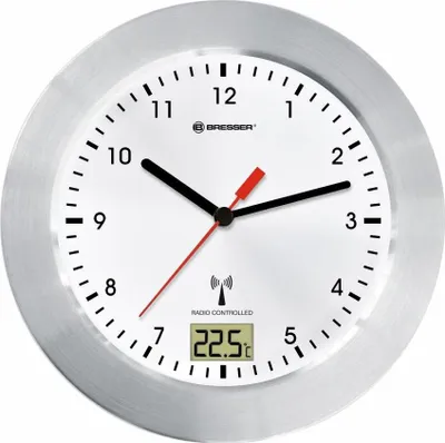 Produktbild von Bresser Optics MYTIME BATH RC, Wand, Quarzuhr, Kreis, Silber, Weiß, Aluminium, Glas