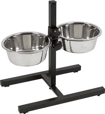 Zdjęcie produktu dla Miska dla psów z regulowaną wysokością, 2 x 1800 ml, czarna, wysokość 43 cm