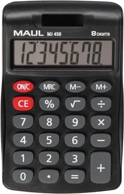 Immagine prodotto di Calcolatrice da tavolo MAUL MJ 450 Display LCD a 1 riga, 8 cifre Batteria solare 11,3 x 7,2 x 1,9 cm nero