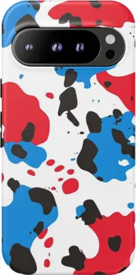 Produktbild von Abstraktes Rot-Blau-Fleckmuster – Hülle Kompatibel mit Pixel 9 Pro