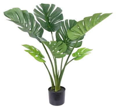 Produktbild von Künstliche Monstera Deliciosa - Kunstpflanze als Bodenpflanze - 1 Stück - 90 cm - Topfpflanze - PE - Für Innenräume - Grüne Blätter