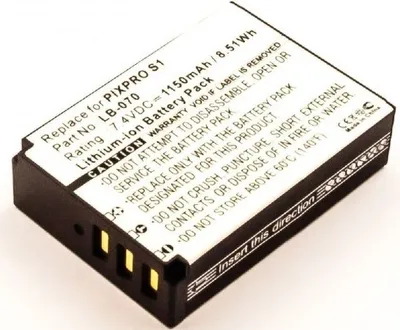 Produktbild von Akku für Kodak PixPro AZ1000 Li-Ion 7,4 Volt 1150 mAh schwarz.