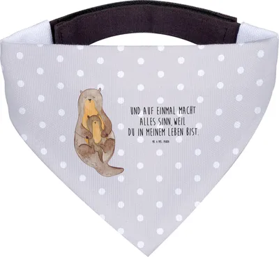 Produktbild von Mr. & Mrs. Panda Halstuch Für Hunde Otter Kind - Grau Pastell - Geschenk, Geburt, Schal, Baby, Hunde-Halstuch, Mama, Hundehalstuch, Mutter, Familie, Hund