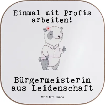 Produktbild von Mr. & Mrs. Panda Untersetzer für Gläser Bürgermeisterin Leidenschaft - Weiß - Geschenk, Rathaus, bieruntersetzer, gläseruntersetzer, Stadt, Glas, Gemeinde, Coaster