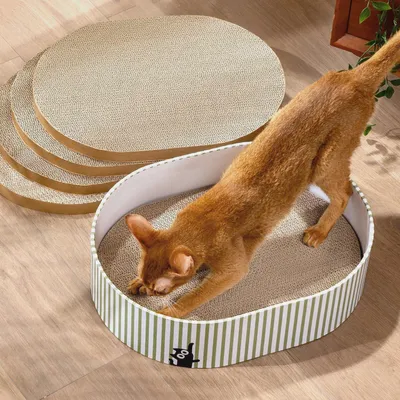 Produktbild von Kratzbrett Katze, Kratzbox mit 4 Katzen Kratzpappe,Wendbare Katzenkratzbretter aus Robustem Wellpapp-Karton für Katzen zum Kratzen und Ausruhen,Schützt Möbel,Ideales Kätzchen Geschenk,Groß