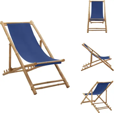 Produktbild von vidaXL Liegestuhl Bambus und Segeltuch Marineblau - Gartenstühle