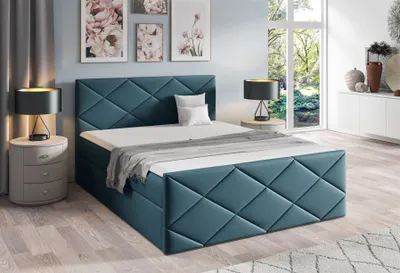 Produktbild von Boxspringbett Schlafzimmerbett KOSMOS 200x200cm Stoff Inari Petrol