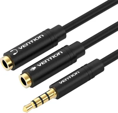Produktbild von Vention BBVBY, 3.5mm, Männlich, 2 x 3.5mm, Weiblich, 0,3 m, Schwarz