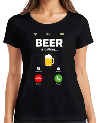 Obrázek produktu pro Tričko s nápisem "Beer is calling", "Lustig Bier Saufen Party", pro dámy, barva černá, velikost M