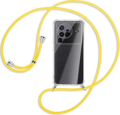 Produktbild von Handykette Backcover-Schutzhülle mit Band (Metall silberfarben) für vivo X80 Pro (V2185A,V2145, 6.78'') - gelb