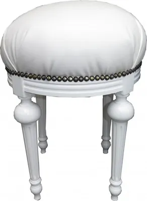 Image de Casa Padrino Tabouret Baroque - Tabouret rond blanc aspect cuir / blanc - Meubles tabourets baroques