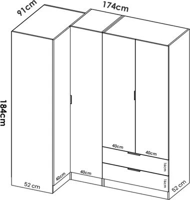 Produktbild von Kleiderschrank Sillara,  174x91h184 cm,  Eiche