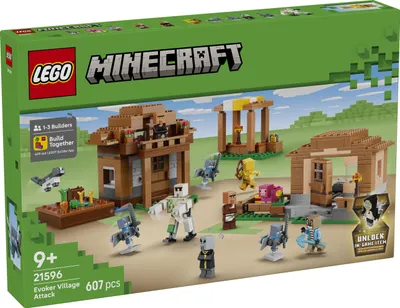 Productafbeelding van LEGO Minecraft: Aanval van de Tovenaar op het Dorp - Model met tuin - 11 figuren, inclusief een metselaar en een ijzeren golem - Decoratie voor kinderkamers - Gaming cadeau voor jongens, meisjes en fans vanaf 9 jaar - 21596