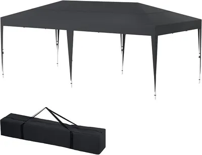 Imagen del producto de Pabellón pop-up de 3x6 metros, ideal para eventos de invierno y protección solar. Pabellón para jardín, con altura ajustable. Tienda de campaña para fiestas, con bolsa de transporte. Tienda de jardín para protección solar, ideal para camping, playas y festivales. Color: antracita