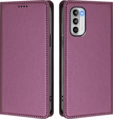 Obrázek produktu pro Kožené pouzdro pro Motorola Moto G 5G 2022, magnetické flipové pouzdro zPolyuretankůže se stojánkem Fialová