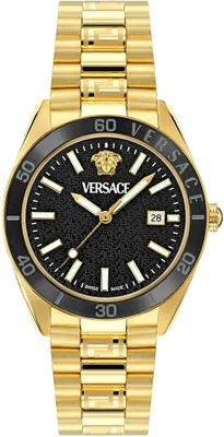 Produktbild von Versace VE8E00624 V-Dome schwarz gold Edelstahl Herren Uhr NEU