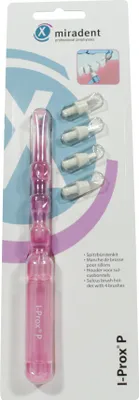 Produktbild von Miradent I Prox P in pink mit 4 Büschelbürsten + 4 Ersatzbürsten