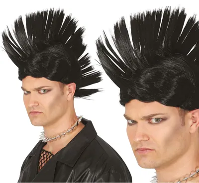 Immagine prodotto di Acconciatura Rock Star Irochese Look Punk Accessorio Carnevale Parrucchino Festa, Colore: Nero