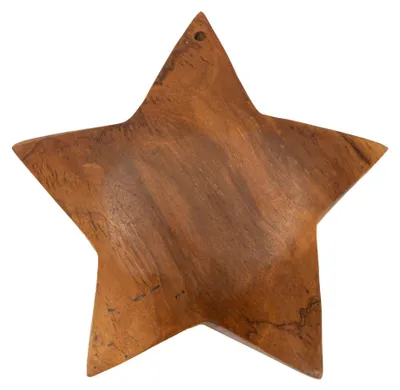 Obrázek produktu pro Dekorativní hvězda Mauro Ferretti, teakové dřevo, hnědá, průměr 19 cm, výška 5 cm