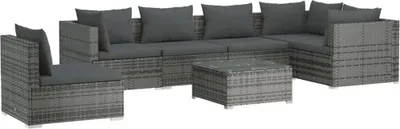 Obrázek produktu pro vidaXL 7dílná zahradní lehátková souprava s polštáři Poly Rattan Grey