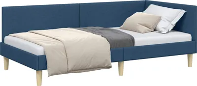 Obrázok produktu pre vidaXL Rohový rám postele Modrá 80 cm x 200 cm Tkanina a preglejka