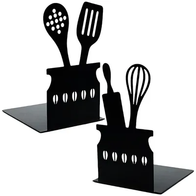 Image de Omgoods - Lot de 2 supports de livres noirs en métal