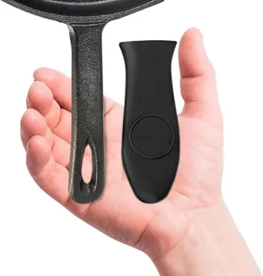 Produktbild von 26 cm vorgebratene Gusseisen-Grillplatte - ideal zum Grillen - inklusive Halter und Rezepten - 1 Stück - schwarz - Gusseisen - 26 cm