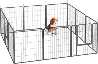 Immagine prodotto di PawHut Recinto per Cani a 12 Pannelli Modulabili da 68x1.5x80cm in Acciaio Nero con Porta di Ingresso