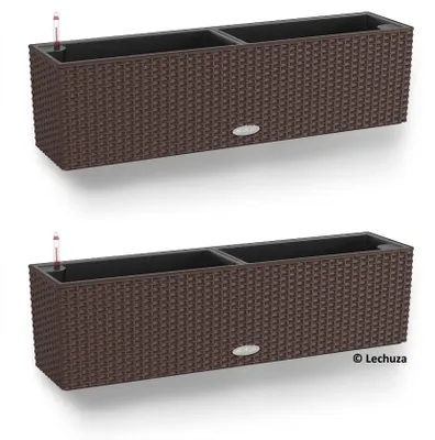 Produktbild von 2 x LECHUZA® Blumenkasten BALCONERA Cottage 80 Mokka Artikel EAN 4008789156150