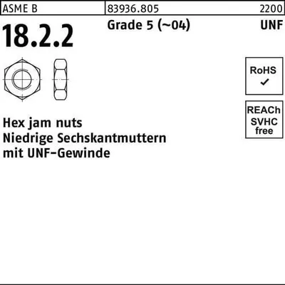 Produktbild von Reyher  Hex jam nuts 83936 5 1/2-20 UNF (50 Stück)