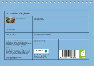Produktbild von Im Land des Königssees (Tischkalender 2026 DIN A5 quer), CALVENDO Monatskalender