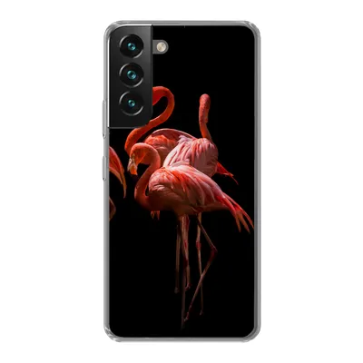Produktbild von MuchoWow® Handyhülle Schutzhülle Hülle für Samsung Galaxy S22 Plus Flamingos - Vögel - Federn - Schwarz Silikon Softcase Handy Hülle - Schutzabdeckung
