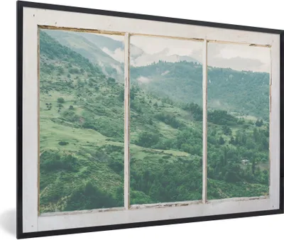 Produktbild von MuchoWow® MuchoWow® Gerahmtes Poster Aussicht - Landschaft - Grün 60x40 cm - Poster mit zchwarzem Bilderrahmen - Printing - Wanddeko Schlafzimmer