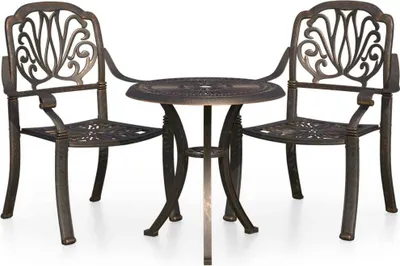 Obrázek produktu pro vidaXL 3dílná sada Bistro Set Litý hliník Bronz