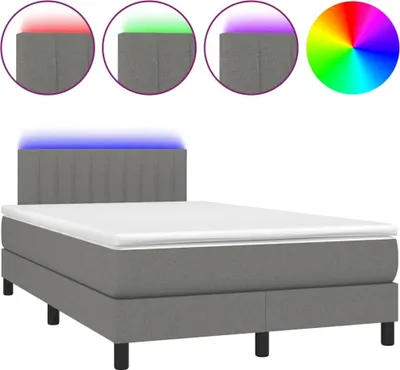 Produktbild von Boxspringbett mit Matratze & LED Dunkelgrau 120x190 cm Stoff