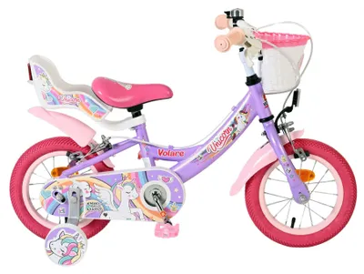 Productafbeelding van Volare Unicorn Kinderfiets - Meisjes - 12 inch - Paars - Twee handremmen