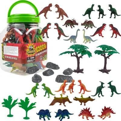 Produktbild von Wilder Satz von Dinosaurierfiguren in einem Behälter 40 Stück