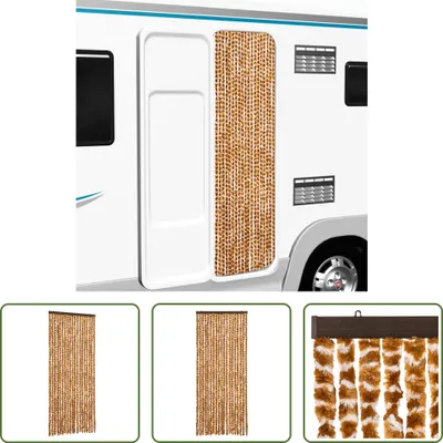 Produktbild von The Living Store Insektenschutz-Vorhang Ocker und Weiß 56x185 cm Chenille