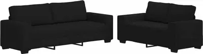 Image de vidaXL Ensemble de canapés 2 pièces avec coussins Tissu noir