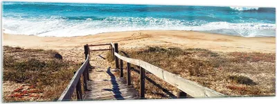 Produktbild von Bilder auf glas - Einteilig - Meer Strand Eintritt - 160x50cm - Glasbilder - Wandbilder - Bilder - zum Aufhängen bereit - Wanddekoration aus Glas - Glas Bilder - Wandbild auf Glas - GAB160x50-4359