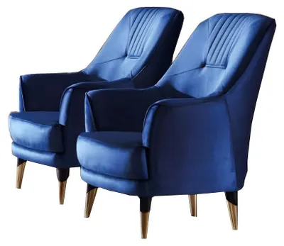 Obrázek produktu pro Designové křeslo obývací pokoj Moderní nábytek Modré 1místné relaxační křeslo Textilní čalounění